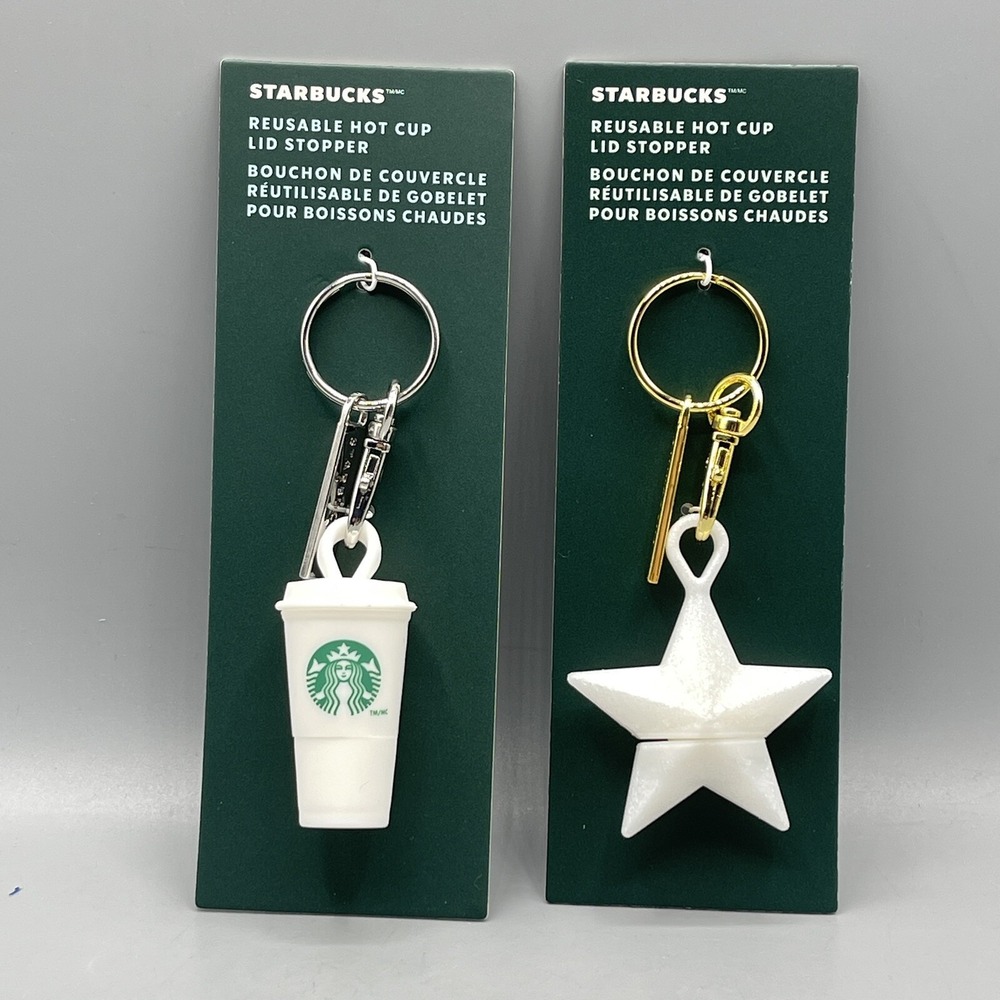 Starbucks Stopper Keychain for Reusable Cup New Release To Go 2024 Star Set of 2